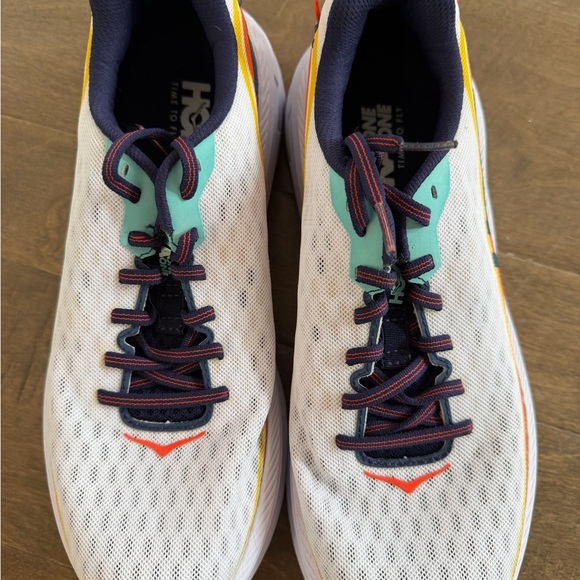 Hoka White with Red and Blue Accents Running Shoes - Picture 2 of 5